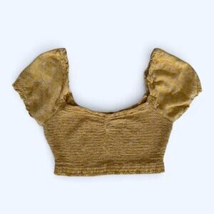 Hollister cute mustard yellow smocked crop top